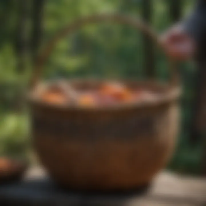 Intricate traditional basket-weaving of the Massachusetts Tribe