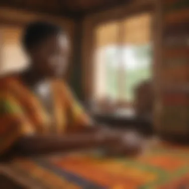 Master Weaver Crafting Intricate Kente Cloth in Ghana