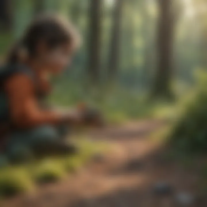 Children observing wildlife in nature