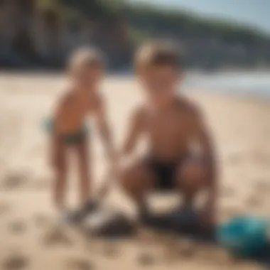 Kids participating in a beach cleanup