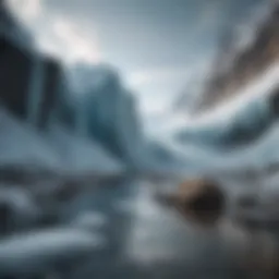 Illustration depicting melting glaciers and rising sea levels