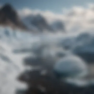 Visual depiction of melting ice caps and rising sea levels due to climate change