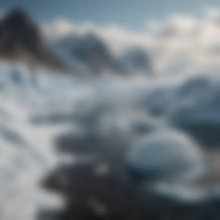 Visual depiction of melting ice caps and rising sea levels due to climate change