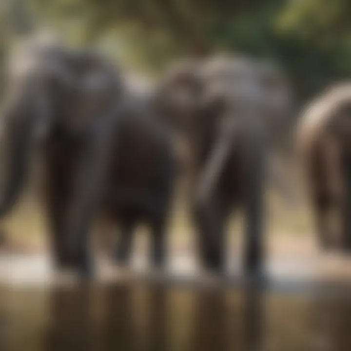 Playful Elephants Splashing in a Waterhole