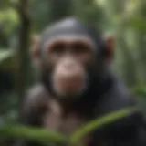Primate in lush jungle habitat