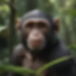 Primate in lush jungle habitat