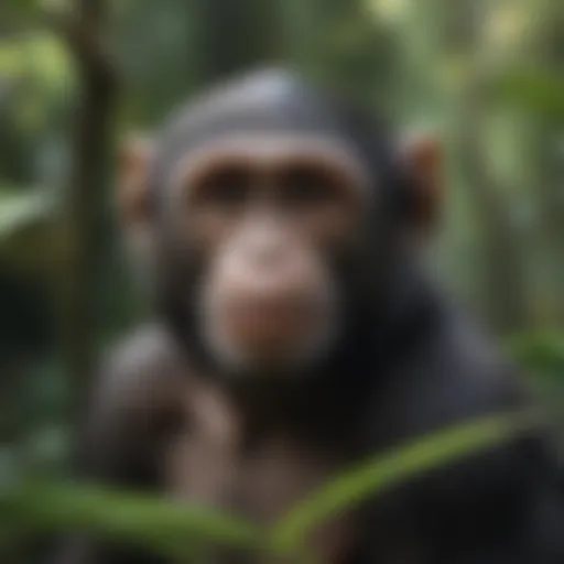 Primate in lush jungle habitat
