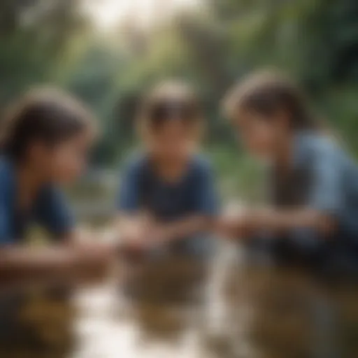 Children observing a water filtration experiment