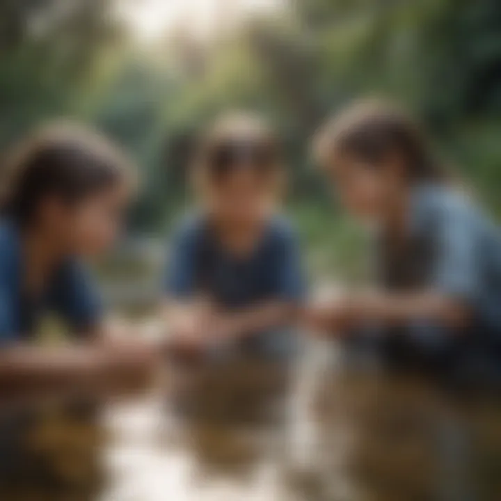 Children observing a water filtration experiment