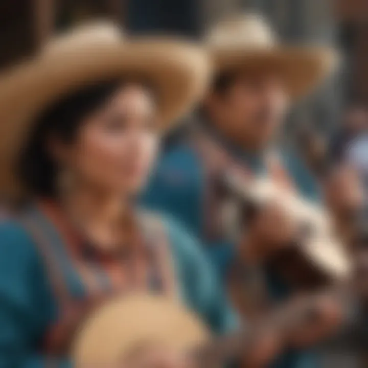 Mexican musicians performing traditional music at a Cinco de Mayo event