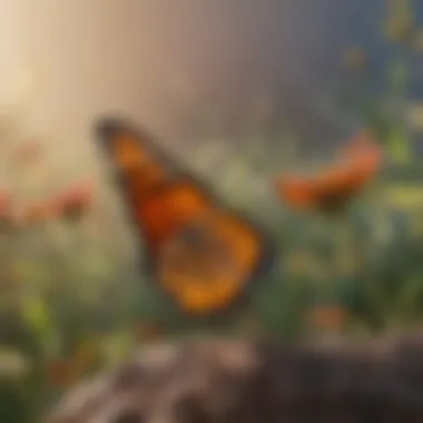 Vibrant Monarch butterflies in a colorful migration scene