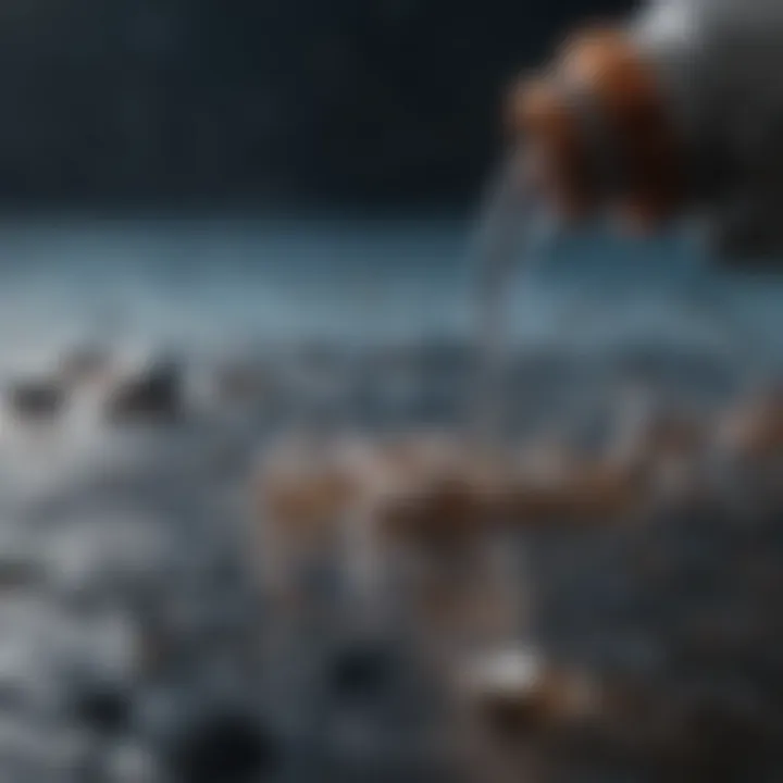 Microscopic view of water impurities being filtered out
