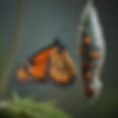 Monarch Butterfly Emerging from Chrysalis