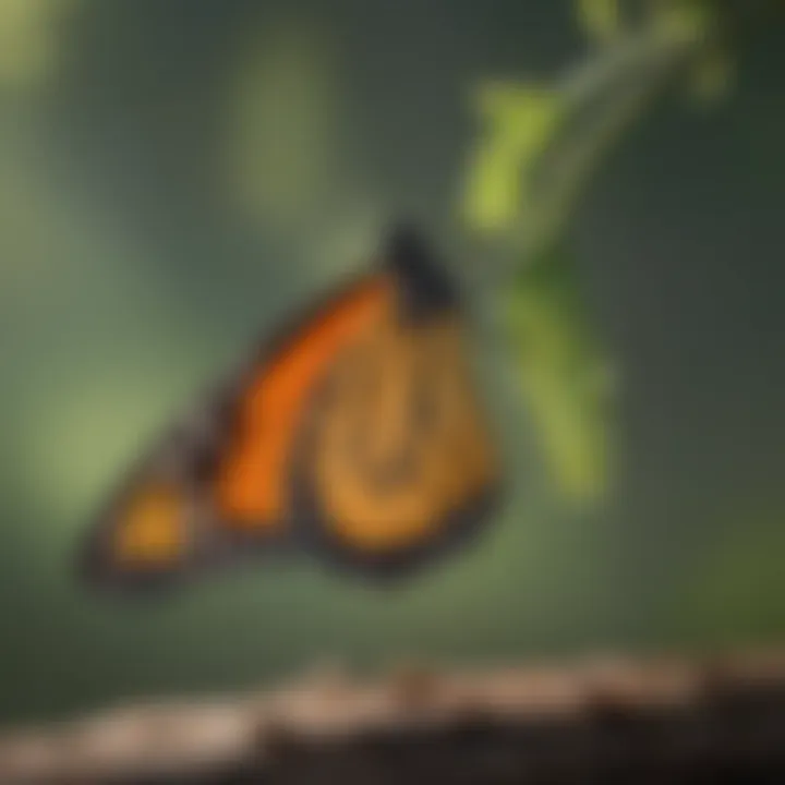 Monarch Butterfly Emerging from Chrysalis