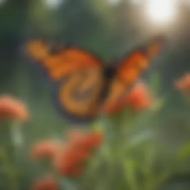 Monarch Butterfly Pollinating Milkweed