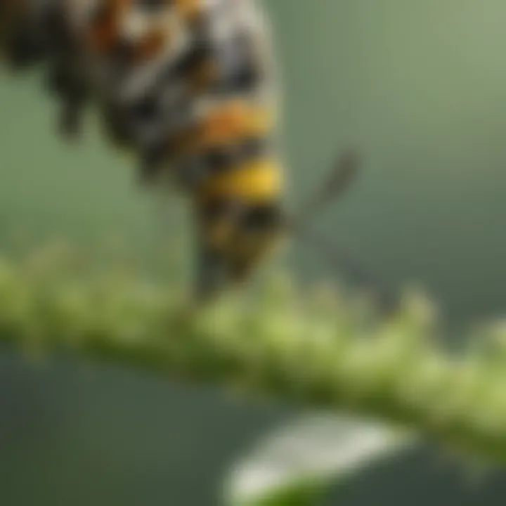 Monarch Caterpillar Eating Milkweed