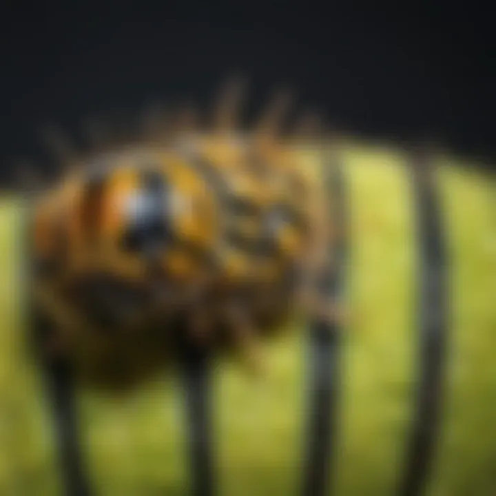 Exquisite close-up of monarch caterpillar's vibrant markings