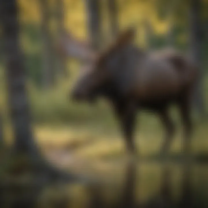 Majestic moose grazing in the tranquil Minnesota wilderness