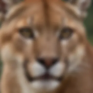 Close-up of a mountain lion's face showcasing its features