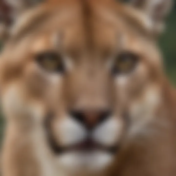 Close-up of a mountain lion's face showcasing its features