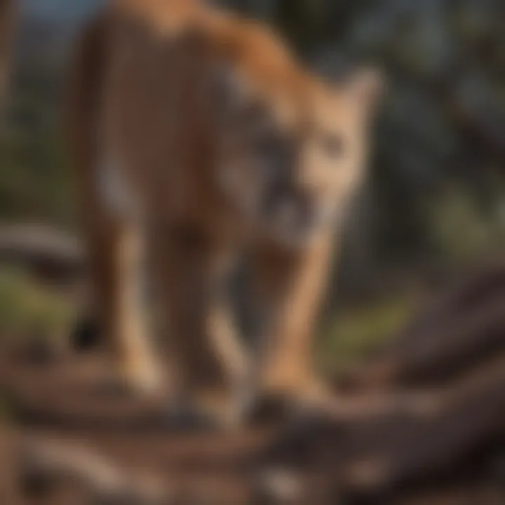 Mountain Lion Displaying Stealthy Hunting Stance