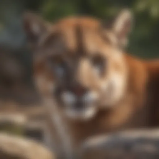 Mountain lion in a natural habitat setting