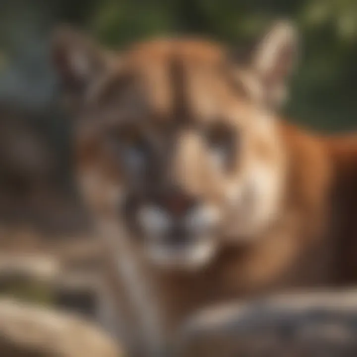 Mountain lion in a natural habitat setting