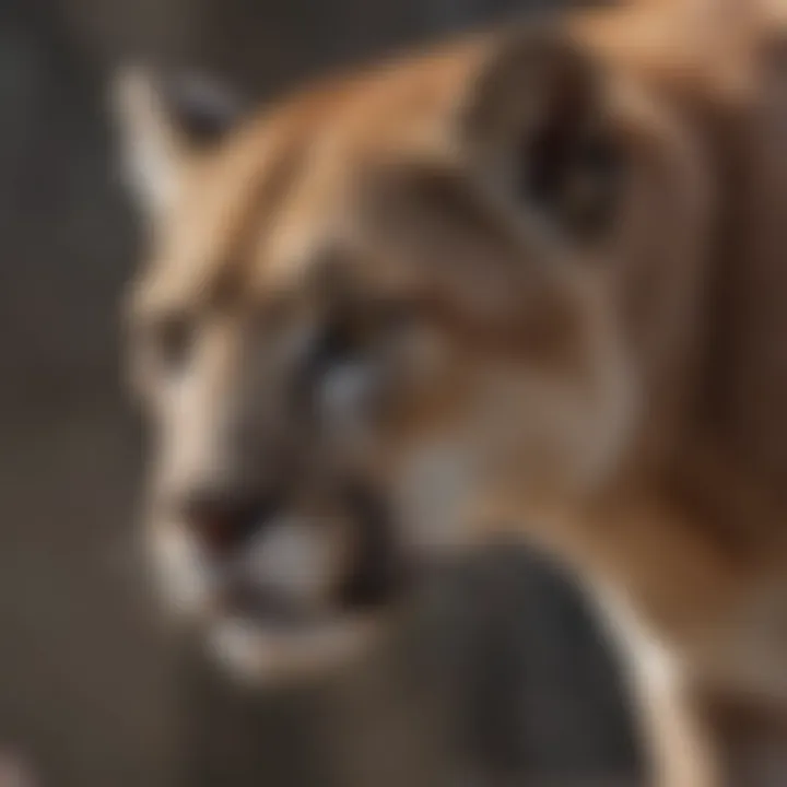 Detailed view of a mountain lion's muscular physique