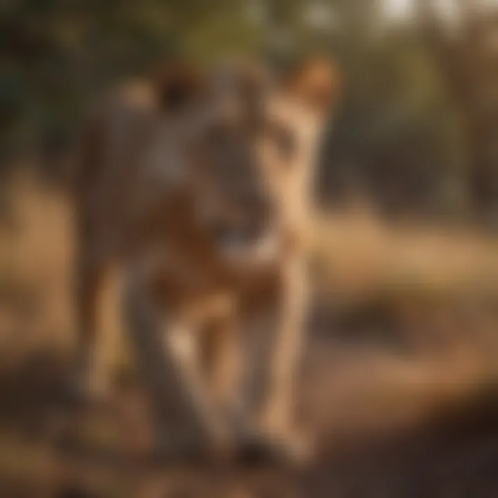 Lioness Hunting in Twilight