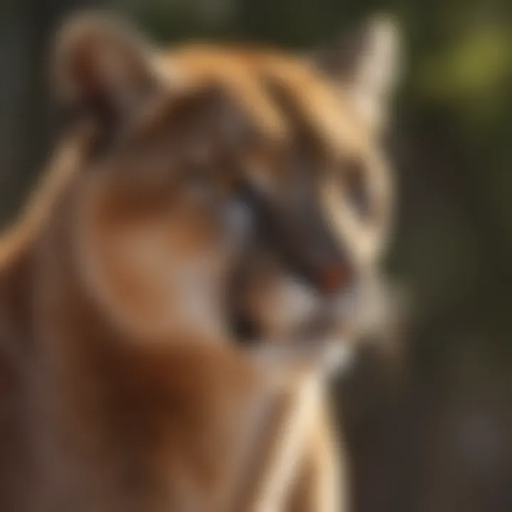 Mountain Lion's Tawny Coat Shining in Sunlight