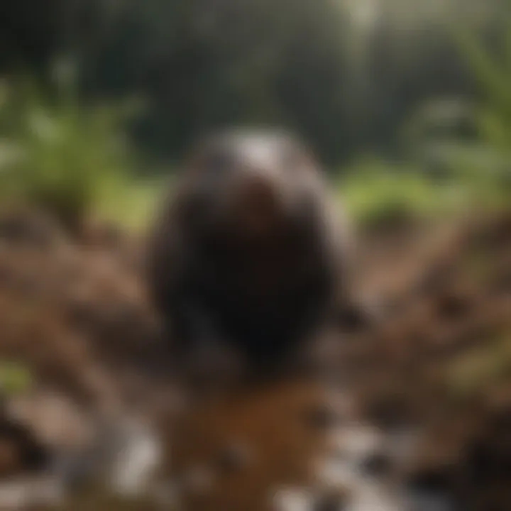 Mysterious Mole digging intricate labyrinthine burrows beneath the surface