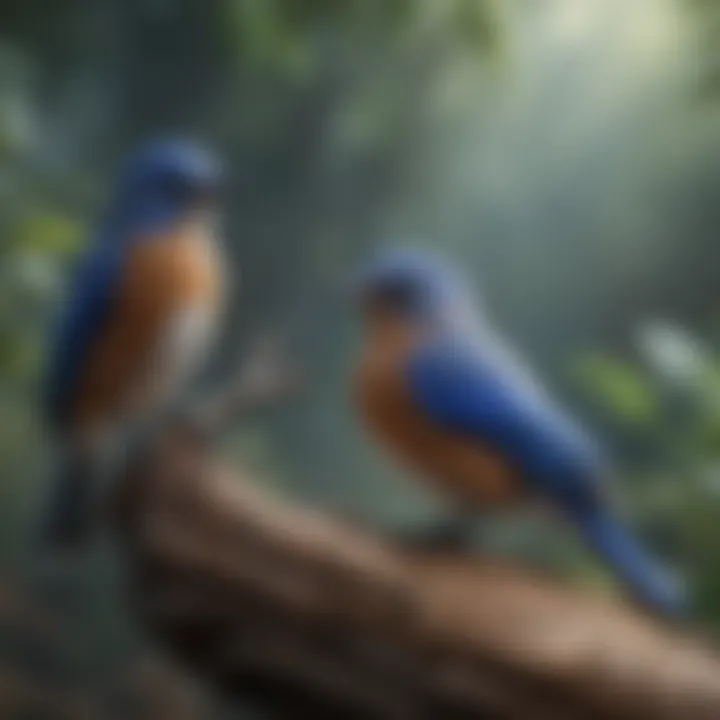 Illustration of various blue bird species