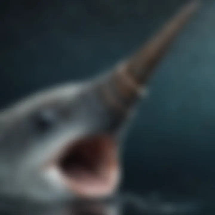 Close-up of narwhal's iconic tusk