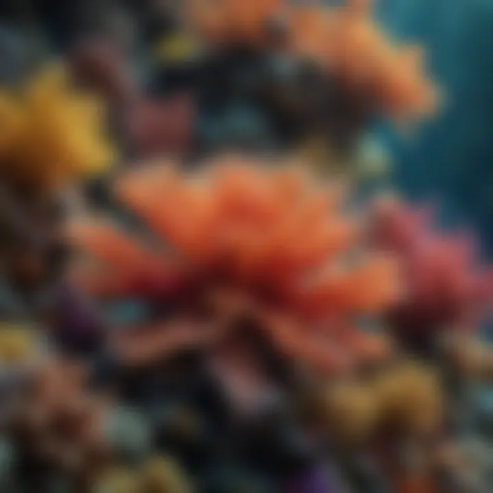 Intricate coral reef teeming with colorful marine life under crystal-clear waters