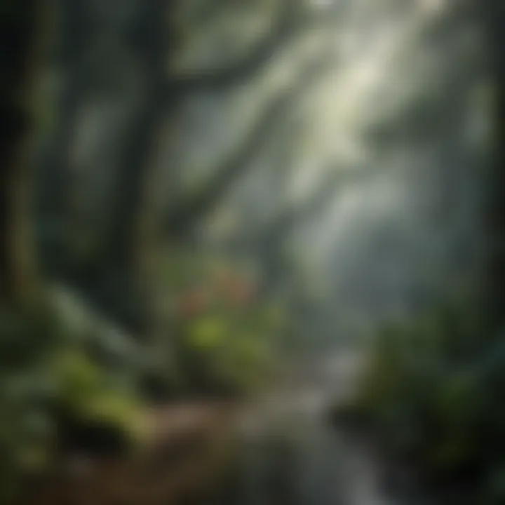 Lush rainforest ecosystem teeming with vibrant flora and fauna