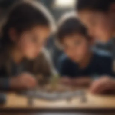 Children examining scientific specimens from a Nat Geo Science Kit