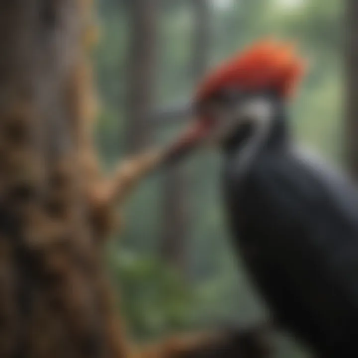 Natural Habitat with Pileated Woodpecker Feeding Natural Habitat with Pileated Woodpecker Feeding