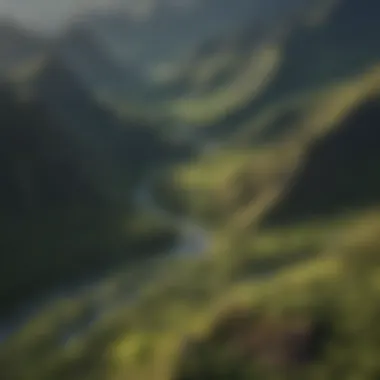 Diverse Ecosystems of Hawaii Aerial view of Hawaii's lush landscapes showcasing its diverse ecosystems