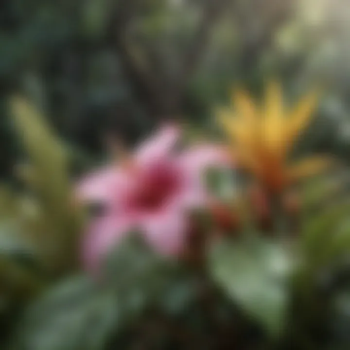 Close-up of unique Hawaiian flora, highlighting endemic plant species