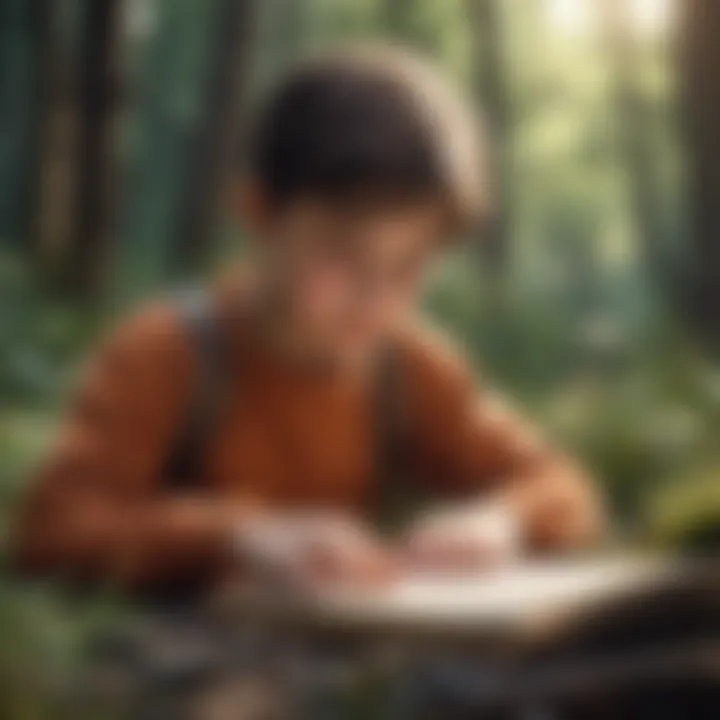 Engaging with Animated Nature Books Illustration showcasing a young student interacting with an animated nature book