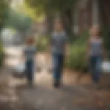 A group of children participating in a neighborhood cleanup with enthusiasm.