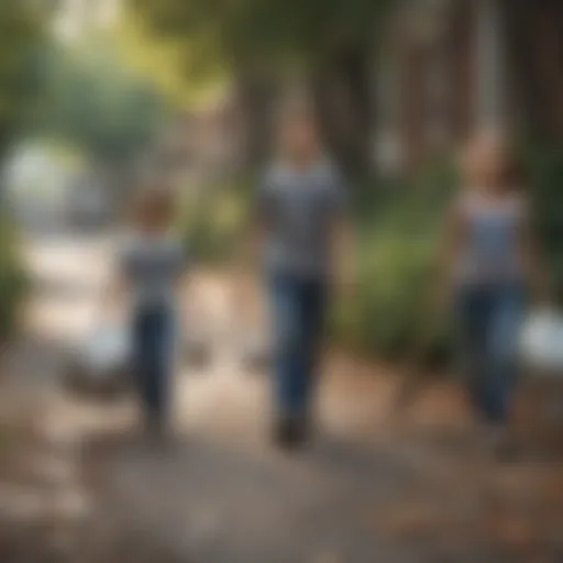 Children Engaging in Community Cleanup A group of children participating in a neighborhood cleanup with enthusiasm.