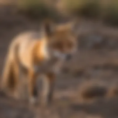 Graceful Kit Fox hunting for prey in the dusk of the Nevada Desert