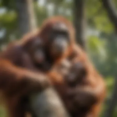Orangutan Mother and Baby in Tree Canopy