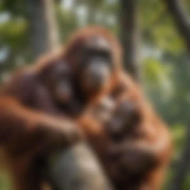 Orangutan Mother and Baby in Tree Canopy