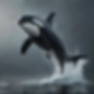 Graceful Orca Leaping Out of the Water Majestic Orca Breaching Water Surface