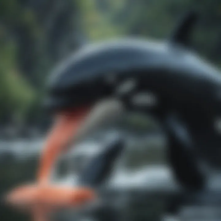 Orca feeding on a large salmon
