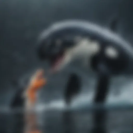 Orca hunting a school of fish