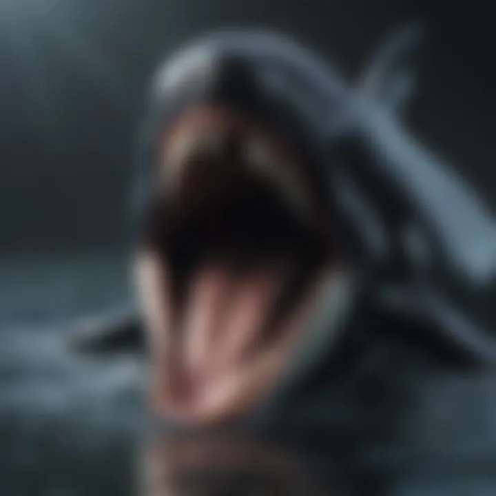 Orca with open mouth showcasing teeth