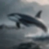 Majestic orcas swimming gracefully in the ocean